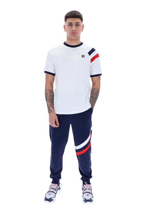 Camisetas Manga Corta Fila Hombre Blancas - Roger Raglan Sleeve - España 195823ICN